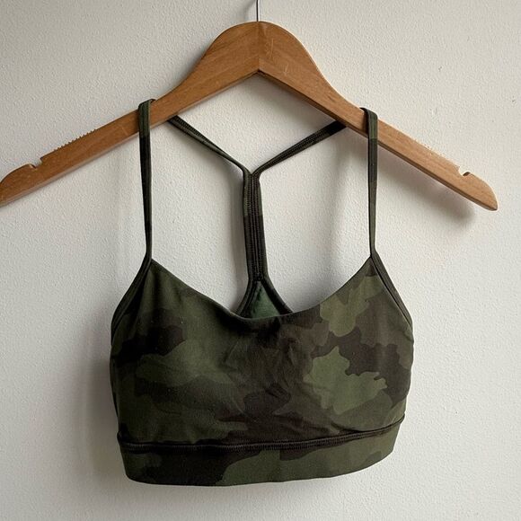 Lululemon Flow Y Bra Nulu *Light Support in Heritage 365 Camo Green Twill Multi - Picture 2 of 8